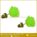 Fashionable Design 3D Resin Rose Flower Stainless Steel Ear Studs